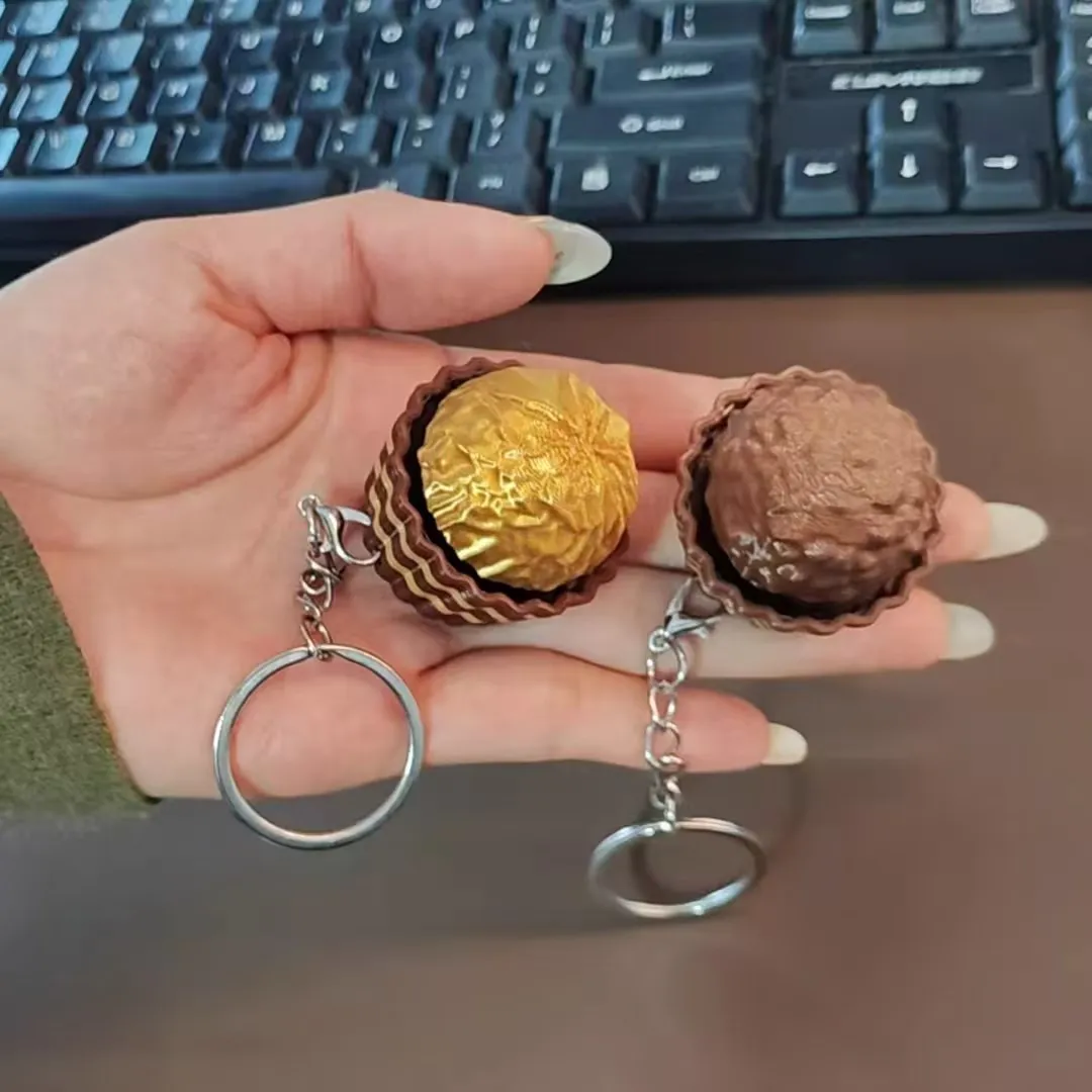 Food Or Snacks - Dubai Schokoladen-Tastatur-Schlüsselanhänger: Stressabbau-Fidget-Button, Eiscreme-Tastenkappe, Fidget-Clicker-Schlüsselanhänger, Dekompressionsspielzeug,