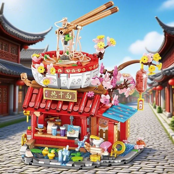 Food Nation Snacks - Neue Lebensmittelgeschäfte Bausteine Chinesisches Nudelhaus Mädchen