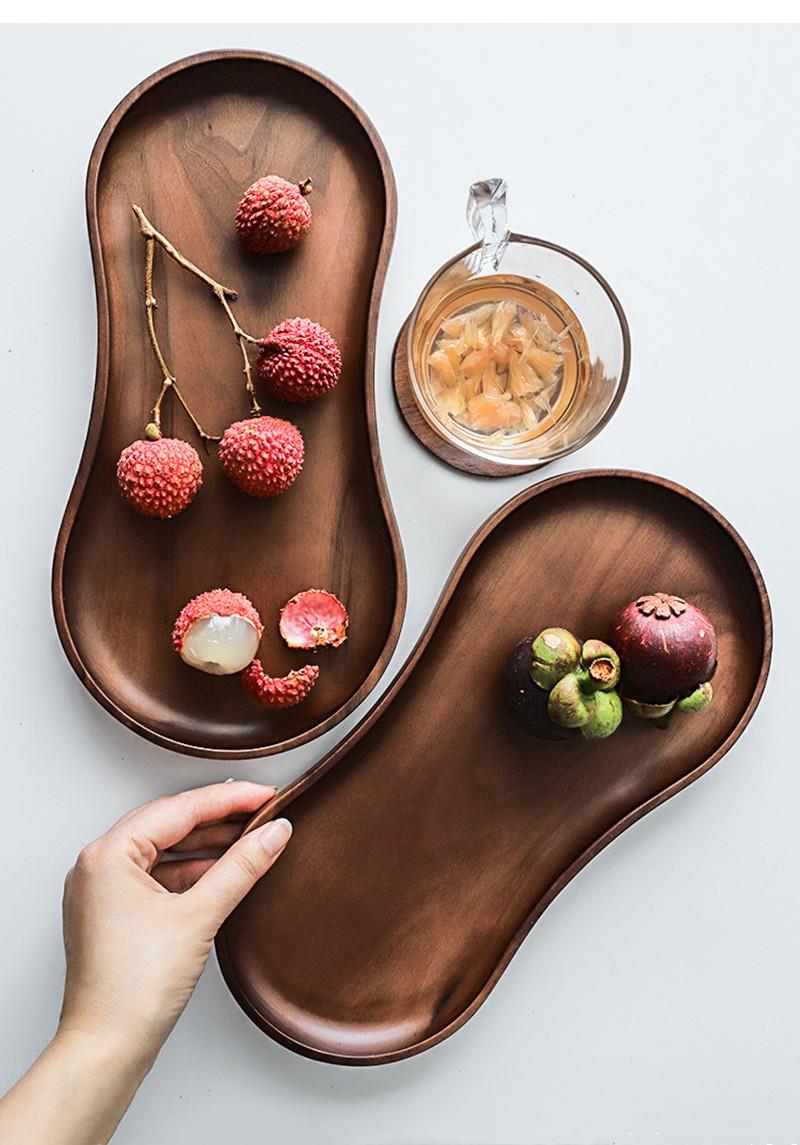 Food Snacks In Japan - Schwarzes Walnuss-Tablett aus reinem Massivholz, Kuchenständer,