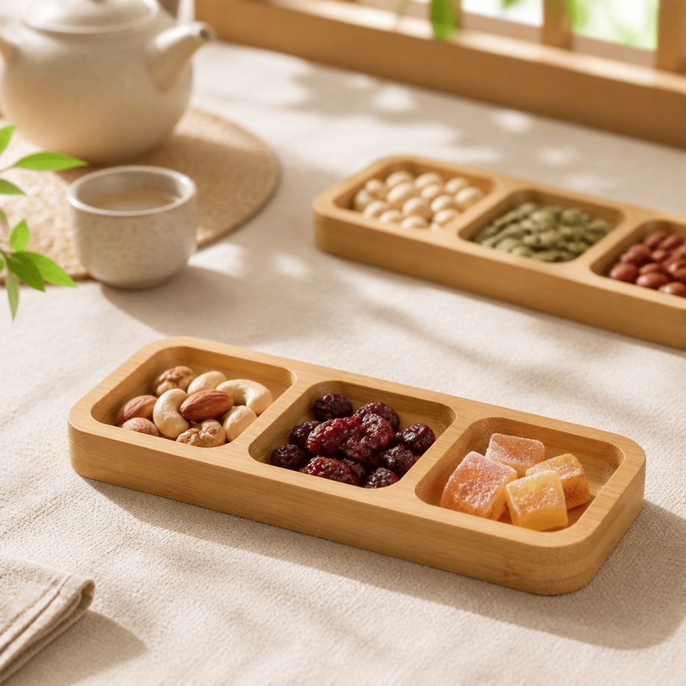 Natürliches Bambus-Serviertabl – Food Platter Snacks Bewertung und Preis